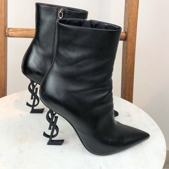 Yves Saint Laurent Shoes - YSL Yves Saint Laurent Opyum black leather YSL heel boots/booties size 7.5